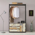 옷방 시스템옷장 확장용 철제 와이드 서랍 행거 120cm 커튼 인테리어 폴 : 유니스마일