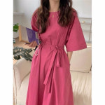 헤이제니 핑크 로즈 원피스 반팔 허리리본 사이즈 2XL까지 : 헤이제니HeyJenny