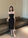 집업원피스 박힌 튜브 탑 쇄골 화이트 스커 웨이스 백 힙 여름 : 시애틀시골언니