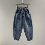 남자 빅사이즈 청바지 오버사이즈 밴딩 하이웨스트 아빠 남녀 봄여름 코디 와이드 배기 팬츠 : 최강직구