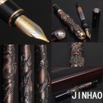 JINHAO 럭셔리 수석 선물 동부 어두운 청동 드래곤 만년필 사무실 비즈니스 스쿨 쓰기 펜 : 반디OA
