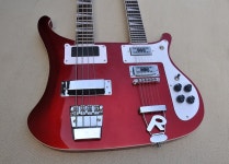 더블 베이스 4+12현 넥 레드 바디 일렉트릭 기타 흰색 픽가드 크롬 하드웨어 맞춤형 서비스 제공 : 늘봄1