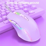용품 게임용 마우스 USB 유선 6400DPI LED 백라이트 광학 인체 공학적 보라색 컴퓨터 PC 노트북 게이머용 : 모던유니트