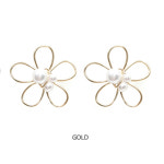 은침 실버침 골드 로듐 도금 인조진주 꽃모양 심플 데일리 특이한 특별한 귀걸이 패션이어링 : 트윙클 마켓