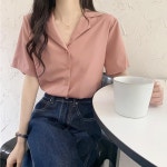 데일리셔츠 카라 반팔 심플 블라우스 : SSBlueBirds