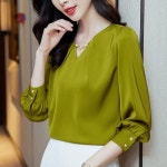 여름 여성 블라우스 반팔 민소매 남방 브라우스 우아하고 세련된 구슬 장식 v넥 오피스 통근 셔츠 패션 솔리드 루즈한 긴 소매 상의 의류... 