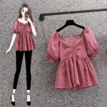 빅사이즈 라인 댄스복 상의 스퀘어넥 댄스티 댄스 연습복 H8162 : 댄스올라잇