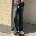 여자 캐주얼 와이드 팬츠 가을 청바지 BG9zhuo411 : 한국명보 주식회사