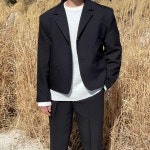 남녀공용 오버핏 남자 크롭 블레이저 자켓 : 더남디