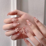 걸스코코 네일팁 진주하트 리본파츠 셀프네일아트 붙이는 젤네일 인조손톱 NAIL-N304 : 걸스코코