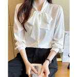 오늘출발 리본 쉬폰 화이트 베이지 블라우스 : 핸드메이드별