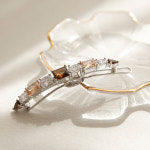 제이로렌 여성 데일리 피치 꼬냑 스퀘어 지르코니아 패션 헤어핀 : 제이로렌