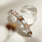 제이로렌 여성 데일리 피치 꼬냑 스퀘어 지르코니아 패션 헤어핀 : 제이로렌