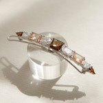 제이로렌 여성 데일리 피치 꼬냑 스퀘어 지르코니아 패션 헤어핀 : 제이로렌