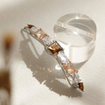 제이로렌 여성 데일리 피치 꼬냑 스퀘어 지르코니아 패션 헤어핀 : 제이로렌