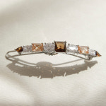 제이로렌 여성 데일리 피치 꼬냑 스퀘어 지르코니아 패션 헤어핀 : 제이로렌