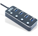 USB3.0 허브 4포트 개별스위치 확장 분배기 PC 노트북 멀티포트 (블랙) : 판도라 Pandora