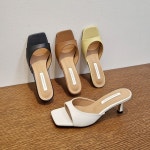 니즈 소가죽 사각코 키높이 여성뮬 슬리퍼 7cm NZ G2064 : 니즈슈즈