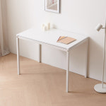 인테리어 데스크 사이드 테이블 다용도 원룸 사무실 공부방 서재 컴퓨터 PC 노트북 간이 넓은 선반 화이트 철제 스틸 다리 프레임 와이드 ㄷ자... 