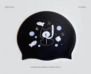 [하루스위밍 버블멍 수모] 블랙 예쁜 제작 디자인 수영모 : 하루스위밍