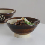 다온아토 일본 대형 와이드 면기 덮밥 라면 우동 비빔밥 도자기 그릇 갈색유약 (회오리) : 다온아토