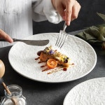 호텔접시 돌산접시 프랑스 요리 화이트 도자기 요리 플랫 스테이크 요리 가정식 서양 요리 : Home Margaret