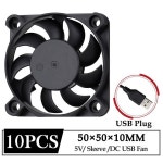 Gdstime-DC 5V B 미니 축 브러쉬리스 방열판 팬 50x50x10MM 50mm 5cm 50x10mm PC 노트북 컴퓨터 냉각 10개 : 오브컴퍼니