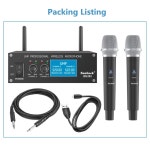 Sunbuck 무선 마이크 시스템 2 UHF 무선 다이내믹 마이크 휴대용 시스템 고정 주파수 사용하기 쉬움 가정용 노래방결혼식교회노래파티용... 