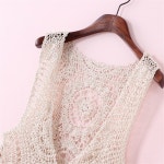 v넥 후크 꽃 조끼 중공 자켓 크롭 코트 여성 슬림 니트 H2777 여름 신상 : 보라별1