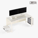 209애비뉴 제로스테이션 베이직 화이트 1200 1500 1800 게이밍 컴퓨터책상 선반 데스크 : 209ave