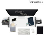 스마트독브릿지 컴팩트 화이트 모니터선반 모니터스탠드 투명 강화유리 : 천하지엘씨