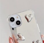 감성 귀여운 실버 하트 미러 케이스 아이폰 15 : 요니 케이스