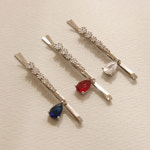 제이로렌 드롭 물방울 컬러 큐빅 일자 실핀 : 제이로렌