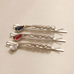 제이로렌 드롭 물방울 컬러 큐빅 일자 실핀 : 제이로렌