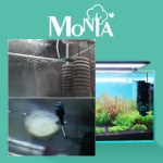 모니아 무소음 조용한 모터 일체형 미세기포조절 스펀지 어항 프리미엄 여과기 열대어 분진제거 : MONIA
