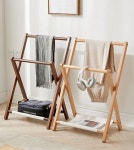 미니행거 낮은 이동식 옷걸이 스탠드 현관문 원목 우드 행거 2단 : 꼬모도상점