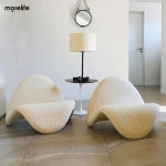 가리모쿠북유럽 디자이너 레저 의자 레이지 샌드 리클라이닝 포스트 모던 모델 룸 클럽, 거실, 발코니, 화이트 소파 : 하임글로벌마켓