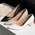 여성 여자 베이직 쿠션 뾰족코 면접 구두 스틸레토 하이힐 펌프스 미들 힐 H0461 : 슈앤필