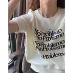 레터링 루즈 니트티 여성의류 오피스룩 반팔 티셔츠 데일리룩 : 버블골드