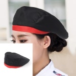 베레모 주방모자 블랙+레드 깔끔한모자 바리스타 : 텐피규어