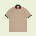 구찌 웹 칼라 코튼 피케 남성 반팔 폴로셔츠 베이지  701735 XJELJ 2219 : 다스베스터