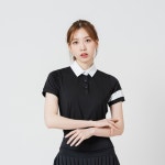 여성 골프 카라티 배색 반팔 골프웨어 골프복 : 제이엘리제이