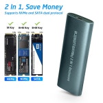 듀얼프로토콜 외장 하드 변환 젠더 M2 SSD 케이스 인클로저 NVME SATA 듀얼 프로토콜 M.2 to USB 타입 C 3.1 어댑터 RTL9210B PCIE NGFF... 