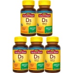 Nature Made Vitamin D3 네이처메이드 비타민 D3 25mcg(1000IU) 칼슘 90mg 100정 5병 : 건강한 캡슐