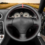 마쓰다 MX-5 MX5 Miata NB 1998-2005 RX-7 RX7 1999-2002호완블랙 인조 가죽 마커 핸드바느질 자동차 핸들 커버 : HANSOL UNIQUE
