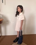 오늘출발 130 1컬러 콤마 스티치 원피스 여아 주니어 롱 카라 셔츠(23 여름) : 유니크행