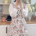 어반프런 프릴앞치마 원피스 꽃무늬 꽃집 카페 예쁜 네일 바리스타 애견미용 앞치마 : 어반프런