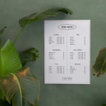 카페 메뉴판제작 만들기 메뉴북 테이블메뉴판 음식점 식당 -타원 첫주문 블랙 A5 페트지 : 메뉴판 스티커 명함 디자인