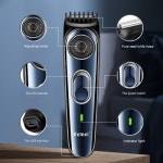 추천 바리깡 셀프 이발 미용 헤어 클리퍼 Kemei 남성용 KM-1256 전기 USB 충전식 얼굴 수염 트리머 커팅 머신 : 바이소싱
