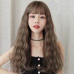 하이유니 물결 펌 뱅 헤어 통가발 가발 58cm + 가발망 + 거치대 세트 : 하이유니 쥬얼리